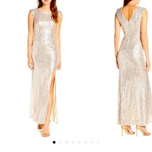 Beautiful Women’s Fitted Sequin Gold Gown